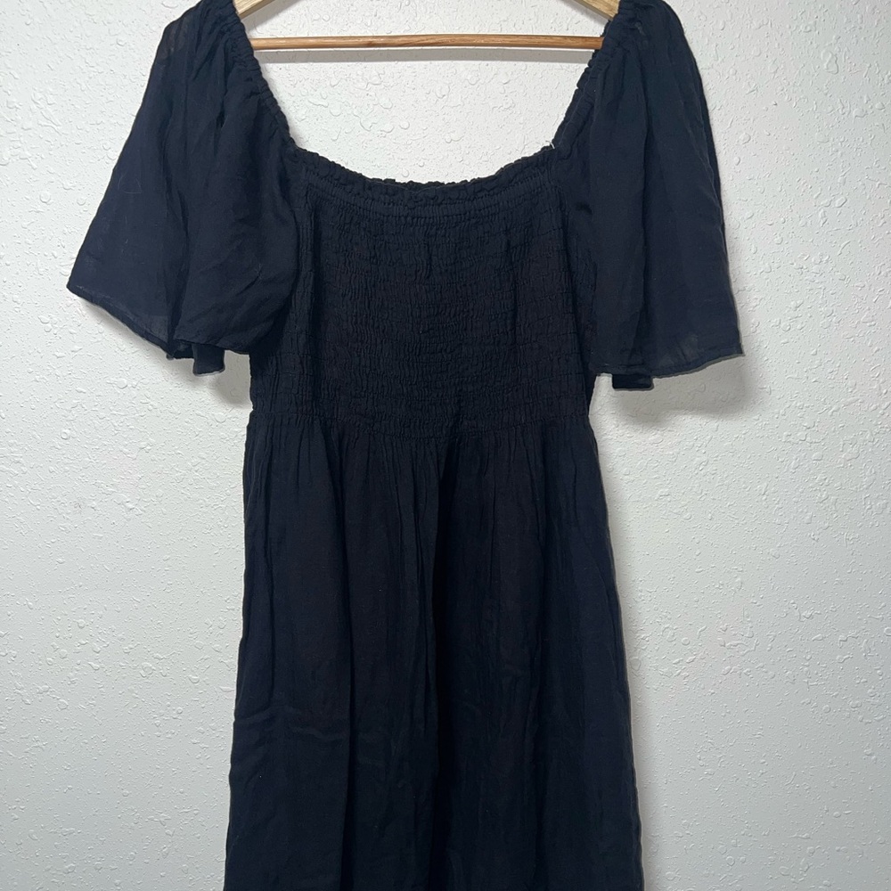 Velvet by Graham‎ & Spencer Black Ruffled Off-the-Shoulder Midi Dress
